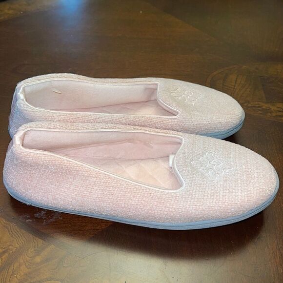NWT Dearfoams women pink velvet slippers Medium - Picture 4 of 7